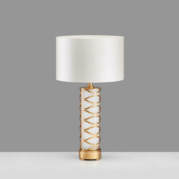 palazzo white brass table lamp white shade LS 8132