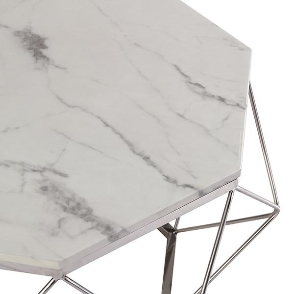 paramount geometric silver metal frame white carrara marble top coffee tabe lux modern style marble detail a0dfe36e 5fdc 4c23 a2d5 8409a5309d35