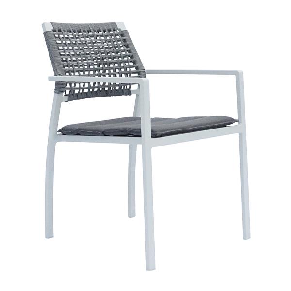 pelican outdoor dining chair white frame charcoal cushion 2
