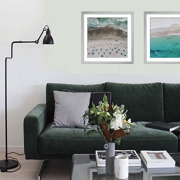 silver framed aerial beach photography print 02 LS BQPT1606 lifestyle image