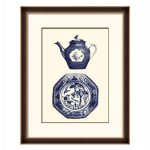 timber frame blue white oriental porcelain decor art set 01 LS PT1304 2 image 1
