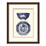 timber frame blue white oriental porcelain decor art set 01 LS PT1304 2 image 2