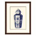 timber frame blue white oriental porcelain jars art set 01 LS PT1304 1 image 1