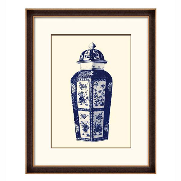 timber frame blue white oriental porcelain jars art set 01 LS PT1304 1 image 2