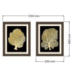 timber frame gold foil print fan coral art set 02 LS BQPT1205 01 landscape dimensions