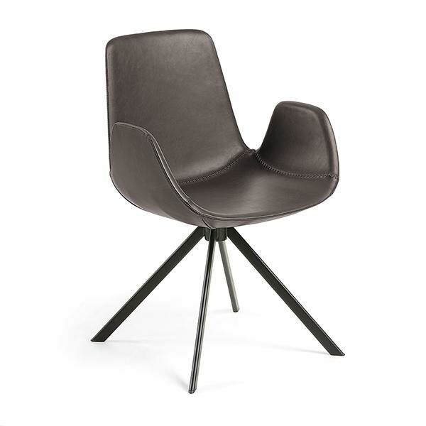 travis dark brown synthetic leather dining armchair black metal base 1 38e8f146 ed78 4a8c b0ca f656d3a2d4b0