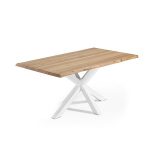 verona dining table white epoxy painted base cross leg timber top 1