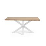 verona dining table white epoxy painted base cross leg timber top 2