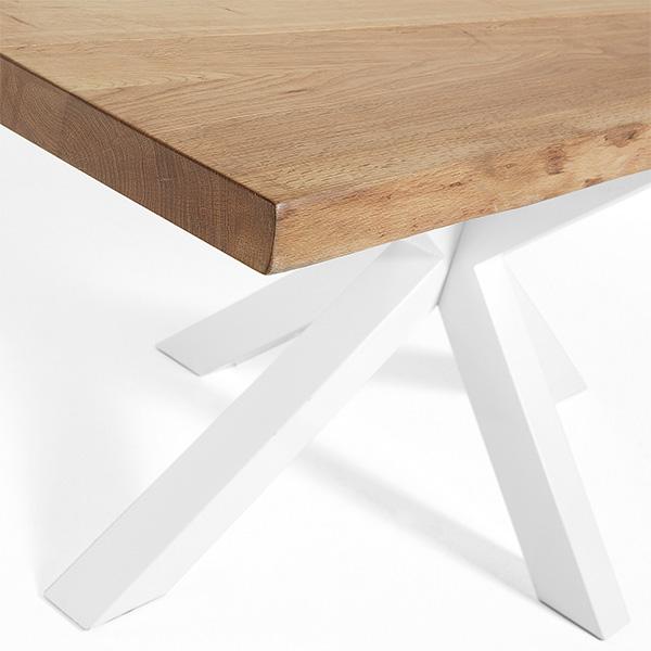 verona dining table white epoxy painted base cross leg timber top 3