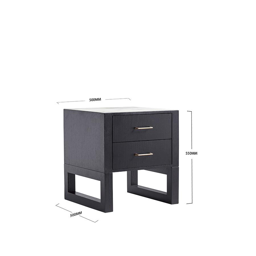 westpoint bedside table nightstand 2 drawer black oak gold handles carrara marble printed glass top dimensions