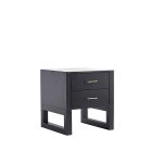 westpoint bedside table nightstand 2 drawer black oak gold handles carrara marble printed glass top main image