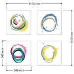 white frame abstract artwork circle painting art set 01 LS YH980 dimensions